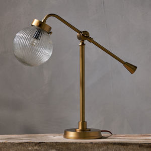 Nkuku Sengol Recycled Glass Desk Lamp Antique Brass